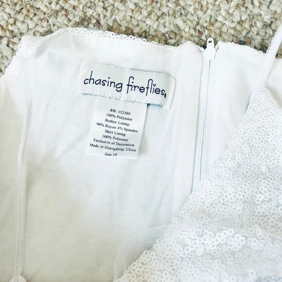 Chasing Fireflies Girls Sequined Easter Tulle White Flared Formal Dress 10 - Picture 6 of 10